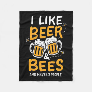 Beekeeper Gift I Like Beer And Bees Fleece Blanket