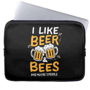 Beekeeper Gift   I Like Beer And Bees Laptop Sleeve