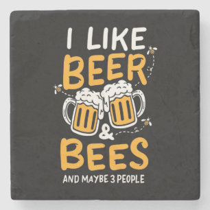 Beekeeper Gift I Like Beer And Bees Stone Coaster