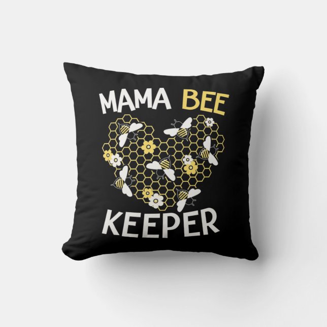 Beekeeper Gift | Mama Bee Keeper Throw Pillow (Front)