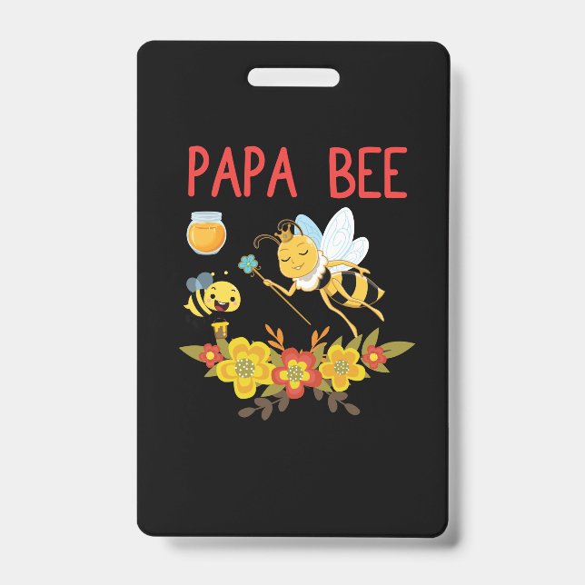 Beekeeper Gift | Papa Bee Flowers Badge (Front)