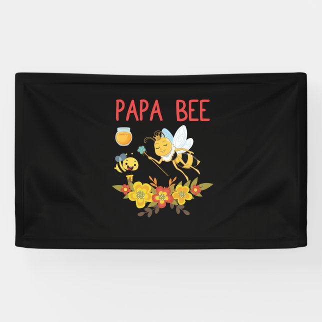 Beekeeper Gift | Papa Bee Flowers Banner (Horizontal)