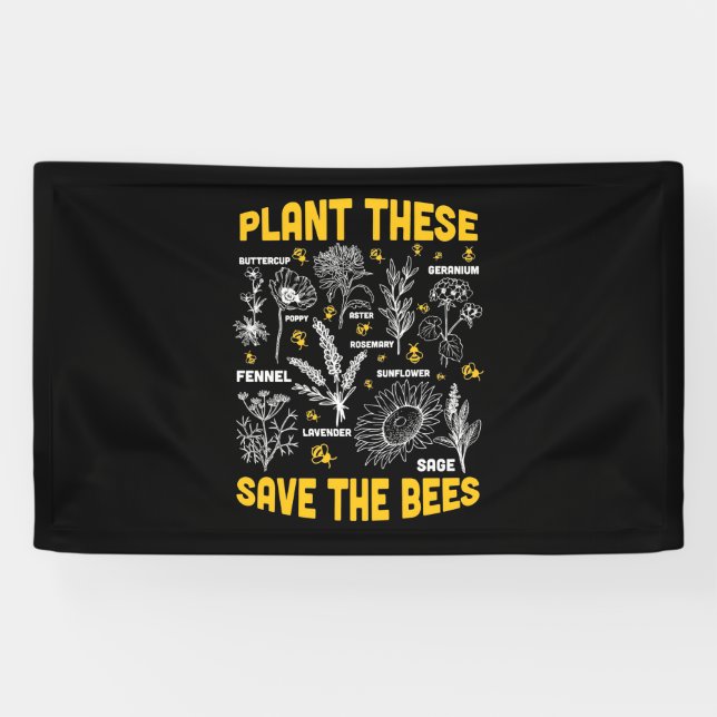 Beekeeper Gift | Plant These Save The Bees Banner (Horizontal)