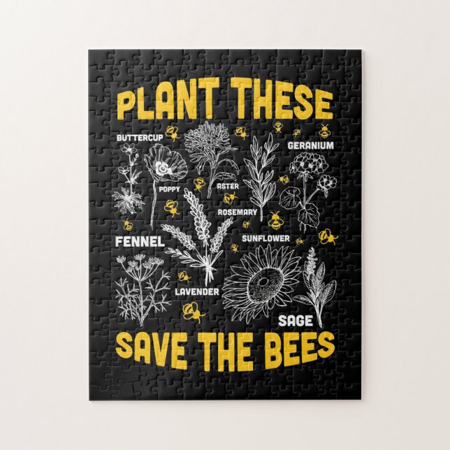 Beekeeper Gift | Plant These Save The Bees Jigsaw Puzzle (Vertical)