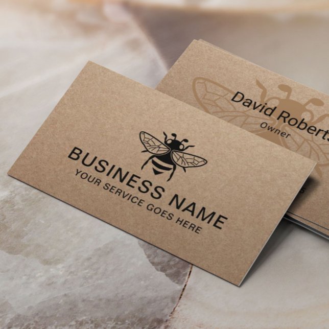 Beekeeper Honey Bee Apiary Rustic Kraft Business Card (Creator Uploaded)