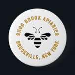 Beekeeper’s Apiary Name & Location Business Button<br><div class="desc">Your customers are guaranteed to love you more when you wear this sweet little honeybee at  markets,  conventions and school fairs. Actually,  it’s a good practice and very helpful to your customers if they know who you are and where you are from. Happy Beekeeping!</div>