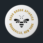 Beekeeper’s Apiary Name & Location Business Button<br><div class="desc">Your customers are guaranteed to love you more when you wear this sweet little honeybee at  markets,  conventions and school fairs. Actually,  it’s a good practice and very helpful to your customers if they know who you are and where you are from. Happy Beekeeping!</div>