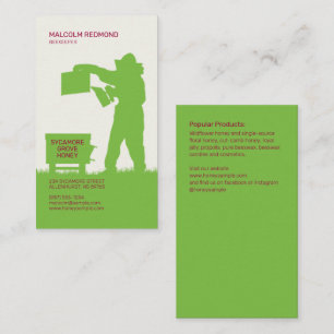 Beekeeper Silhouette Grass Green Business Card