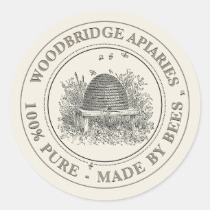 Beekeeper Vintage Skep Miel produit Étiquette ivoi