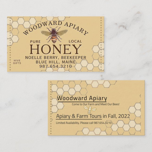 Beekeeper's Apiary Honeycomb Honeybee Yellow Enclosure Card (Front/Back)