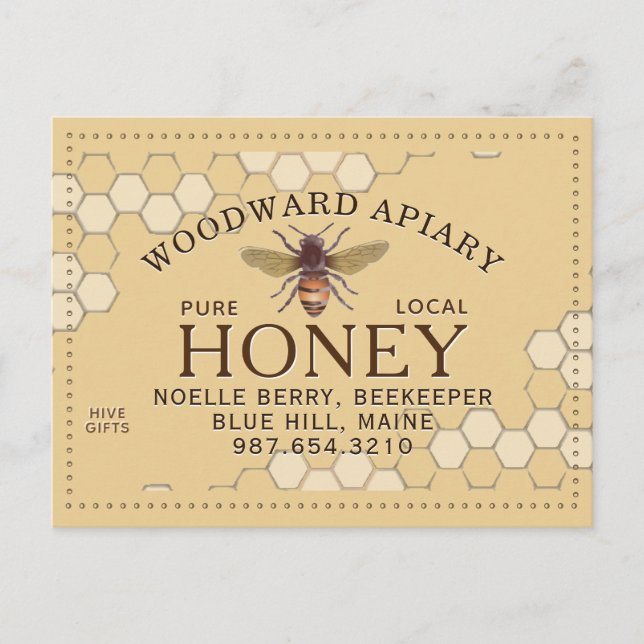 Beekeeper's Apiary Honeycomb Honeybee Yellow  Postcard (Front)