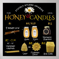 Beekeepers Chalkboard Style Honey Price List