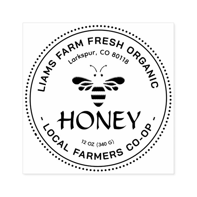 Beekeeper's Honey Stamp with Cute Stylized Bee  (Imprint)