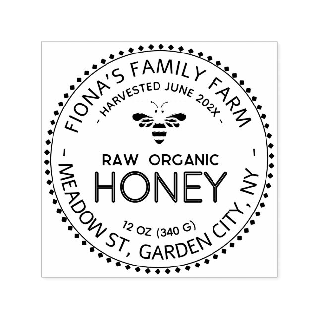 Beekeeper's Honey Stamp with Cute Stylized Bee  (Design)