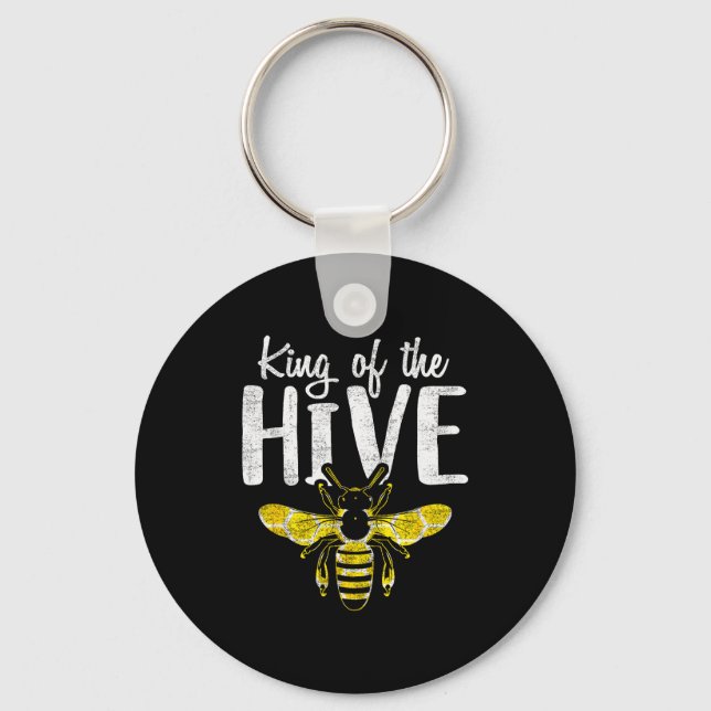 Beekeepers King Of The Hive Funny Bee Whisper Gift Keychain (Front)