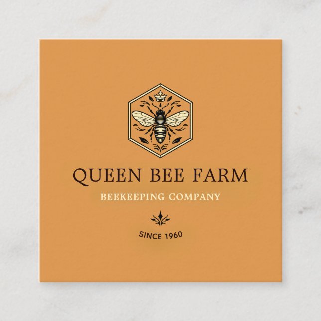 Beekeeping Apiary Honey Logo Design Square Business Card (Front)