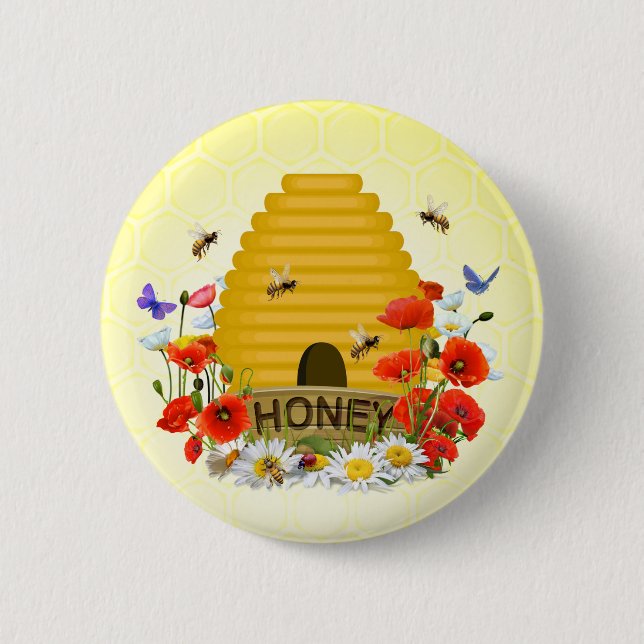 Beekeeping badge 2 inch round button (Front)