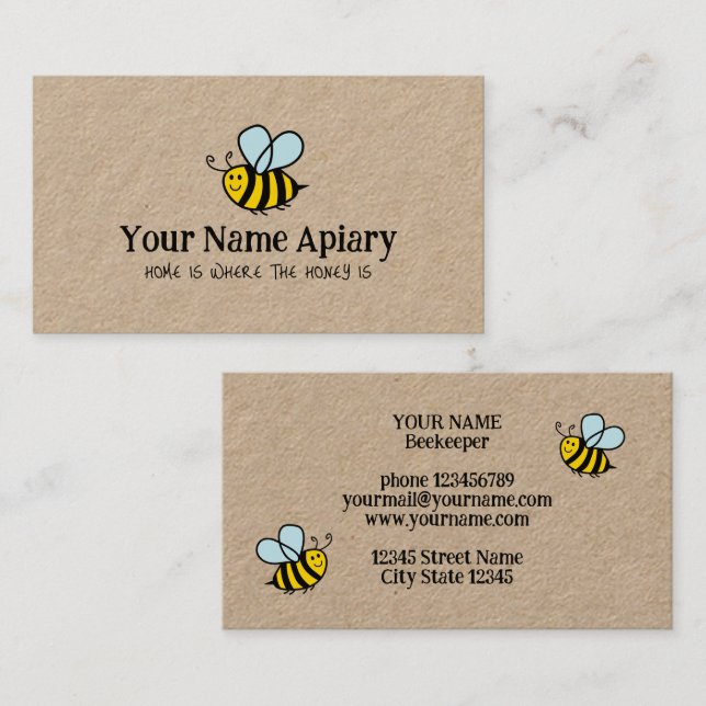 Beekeeping business card template for apiary (Front/Back)