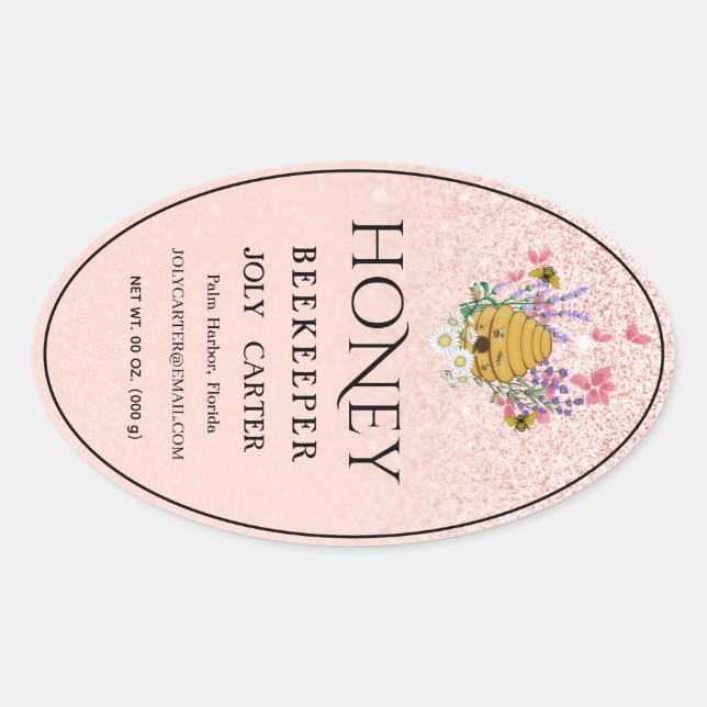 Beekeeping Honey Labels | Honeybee & Honeycomb Des (Front)