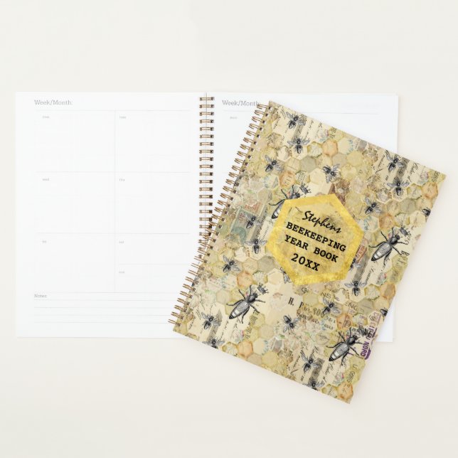 Beekeeping  Personalized Year Book  | Vintage  Bee Planner (Display)