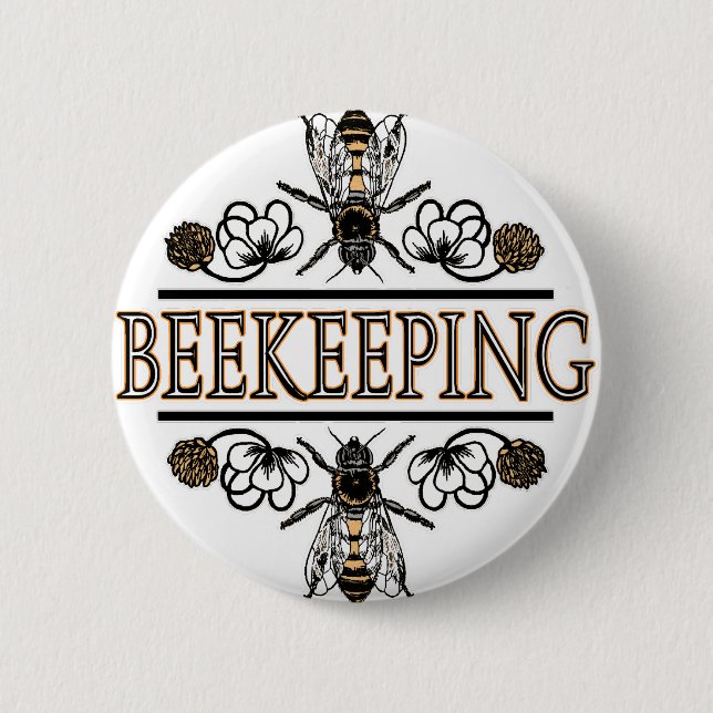 beekeeping with worker bees 2 inch round button (Front)