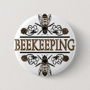 beekeeping with worker bees 2 inch round button