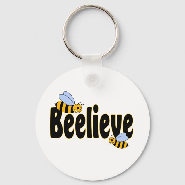 Beelieve in Black Keychain (Front)