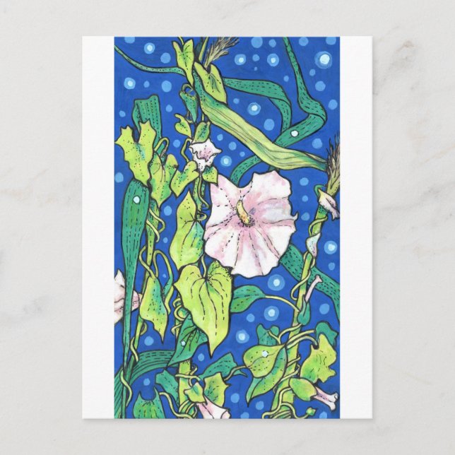 Beendweed Reed Summer Wildflowers Floral Painting  Postcard (Front)
