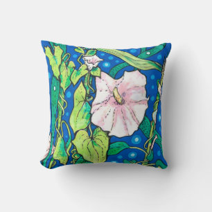 Beendweed Reed Summer Wildflowers Floral Painting Throw Pillow