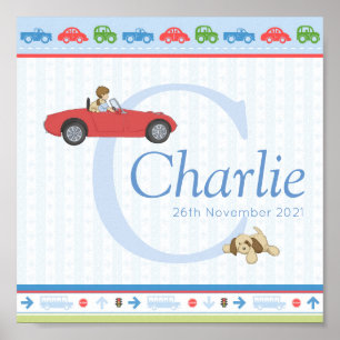 Beep Beep Car Personnalisé Garçons Nom Poster