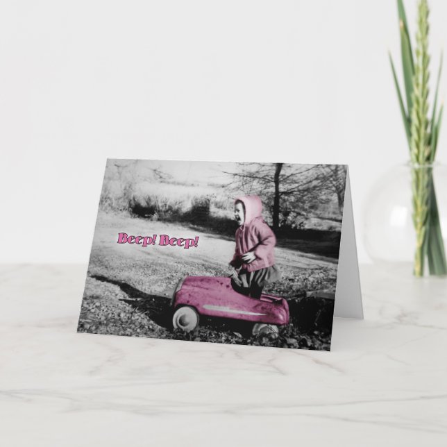 Beep! Beep! card - You Go Girl! - hot pink (Front)