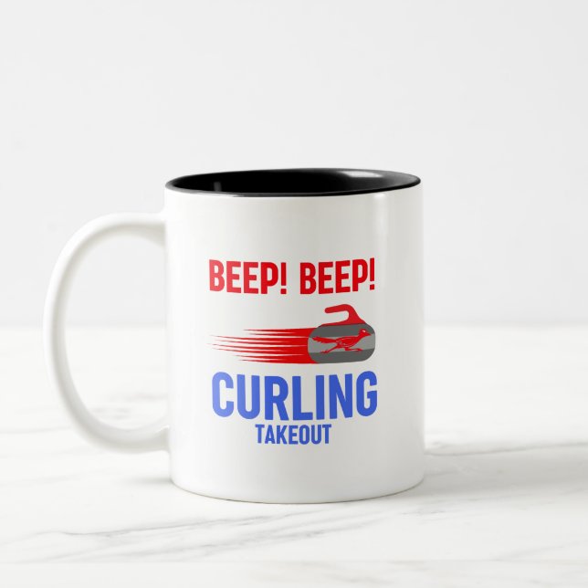 Beep! Beep! Curling Takeout Two-Tone Coffee Mug (Left)