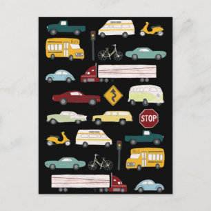 Beep Beep Stuck in Traffic Pattern Postcard