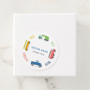 Beep screech blue truck birthday party favour tags