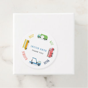 Beep screech woo blue birthday party favour tags