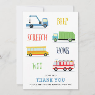 Beep Screech Woo carte de remerciements d'annivers