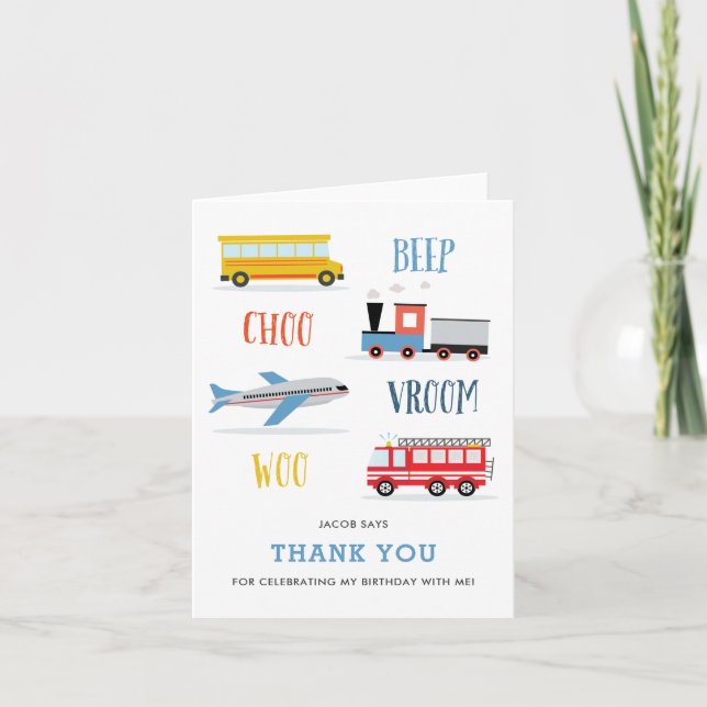 Beep Vroom Carte de remerciements d'anniversaire d (Devant)