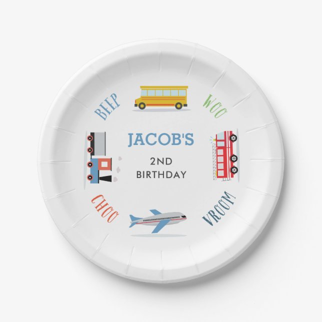 Beep Vroom Woo Airplane2b Paper Plates (Front)