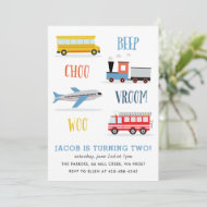 Beep Vroom Woo Airplane Kid's birthday party Invi Invitation