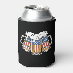 Beer 4th Of July American Flag US Vintage Retro Can Cooler