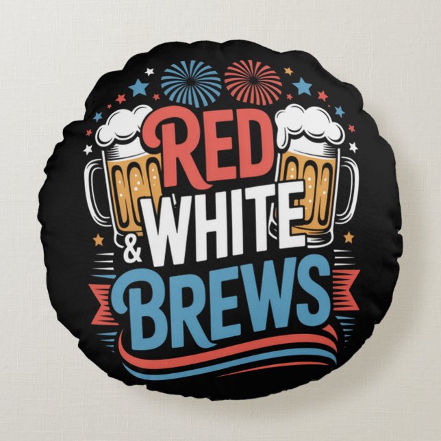 Beer 4th of July Round Pillow (Front)
