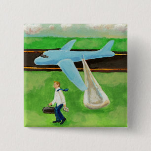 Beer, a Big Slide, and my Dignity - blue jet guy 2 Inch Square Button