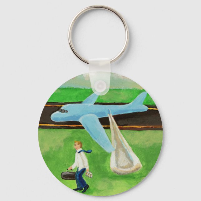 Beer, a Big Slide, and my Dignity - quitting plane Keychain (Front)