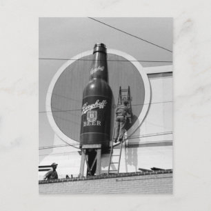 Beer Advertising Billboard, 1940 Postcard