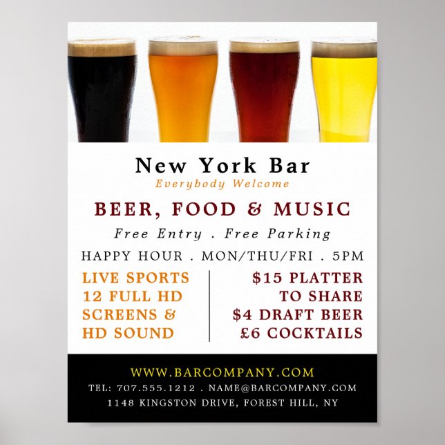 Beer & Ale Display, Pub/Brewery Advertising Poster (Front)