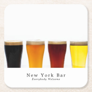 Beer & Ale Display, Pub/Brewery Square Paper Coaster