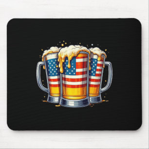 Beer American Flag 4th Of July Men Women Drinking  Mouse Pad