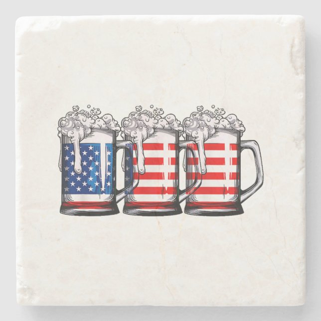 Beer American Flag 4th of July Men Women Merica Dr Stone Coaster (Front)