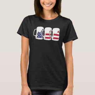 Beer American Flag   4th Of July Men Women Merica  T-Shirt
