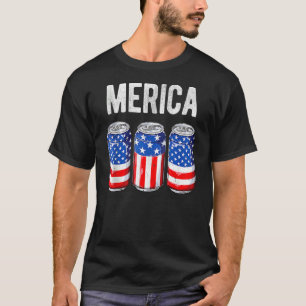 Beer American Flag 4th Of July Men Women Merica Us T-Shirt